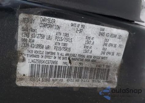 1997 Jeep Grand Cherokee Laredo/Tsi из США, поврежденный, VIN 1J4GZ58SXVC672056